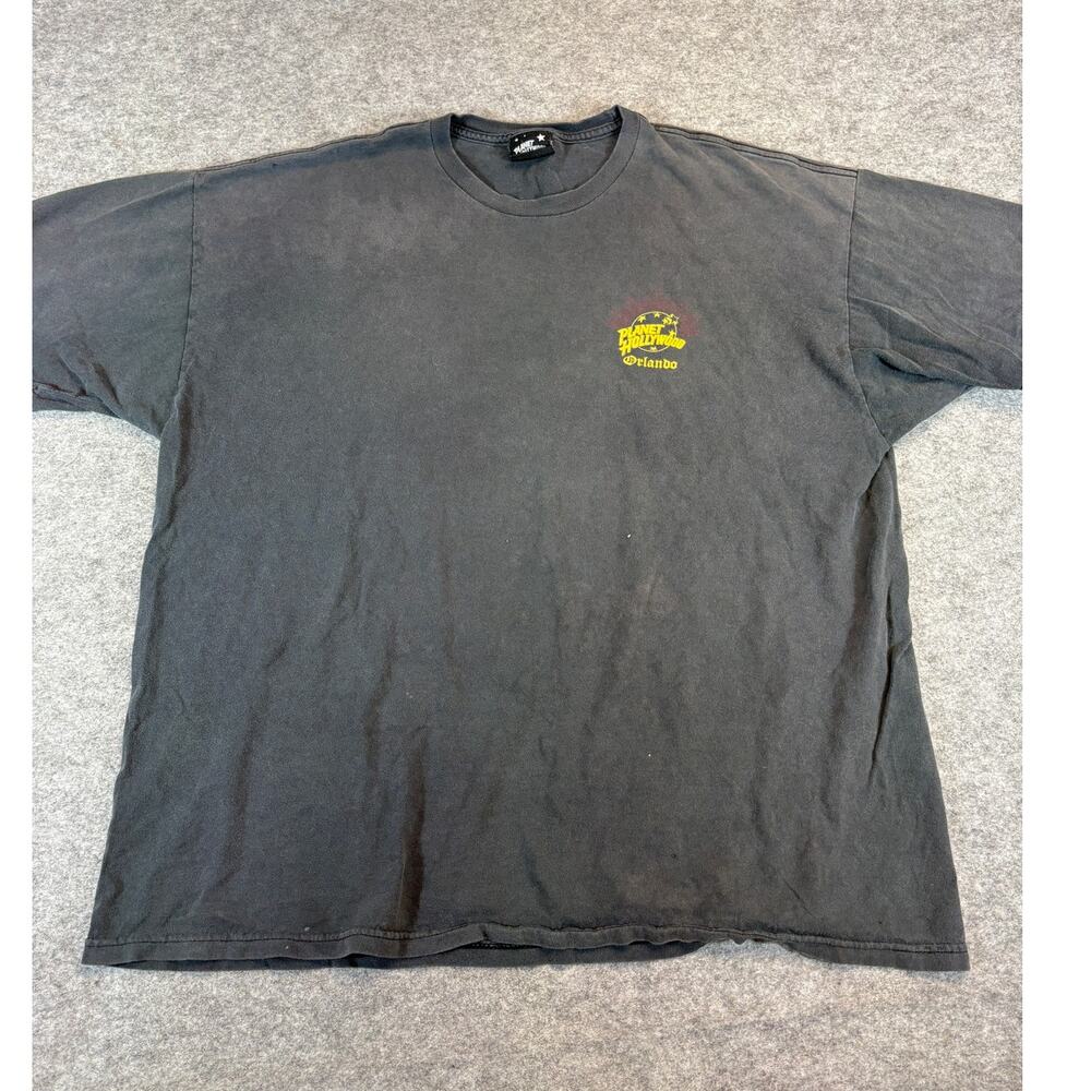 VINTAGE Planet Hollywood Orlando Shirt Mens XL Black Graphic Souvenir Tee 90s